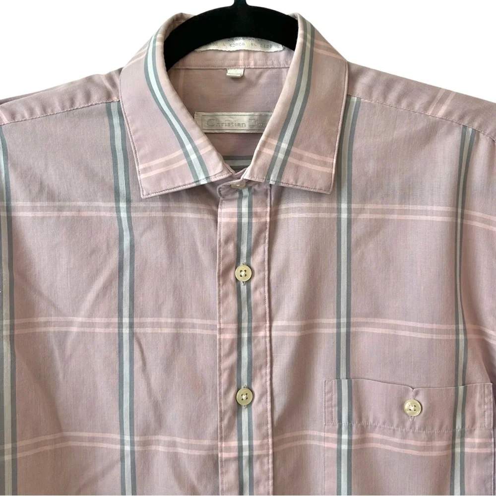 Vintage Christian Dior Made in Korea Button Down Dress‎ Shirt SZ Medium
